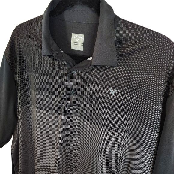 CALLAWAY Opti-Dri Golf Polo Large Men's Black & Grey Short Sleeve Shirt - Picture 1 of 5